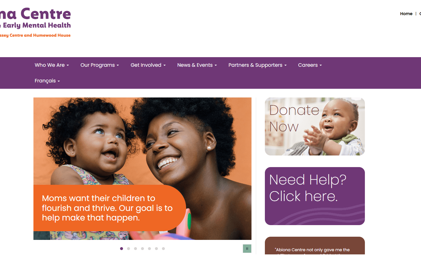 Abiona Centre homepage