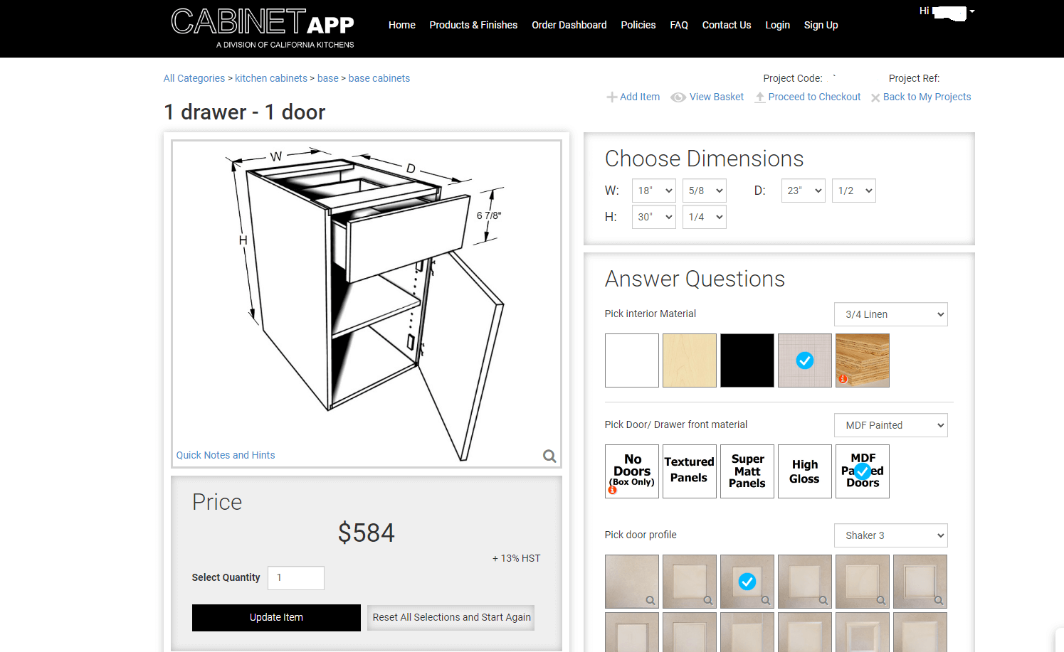 Cabinetapp dashboard