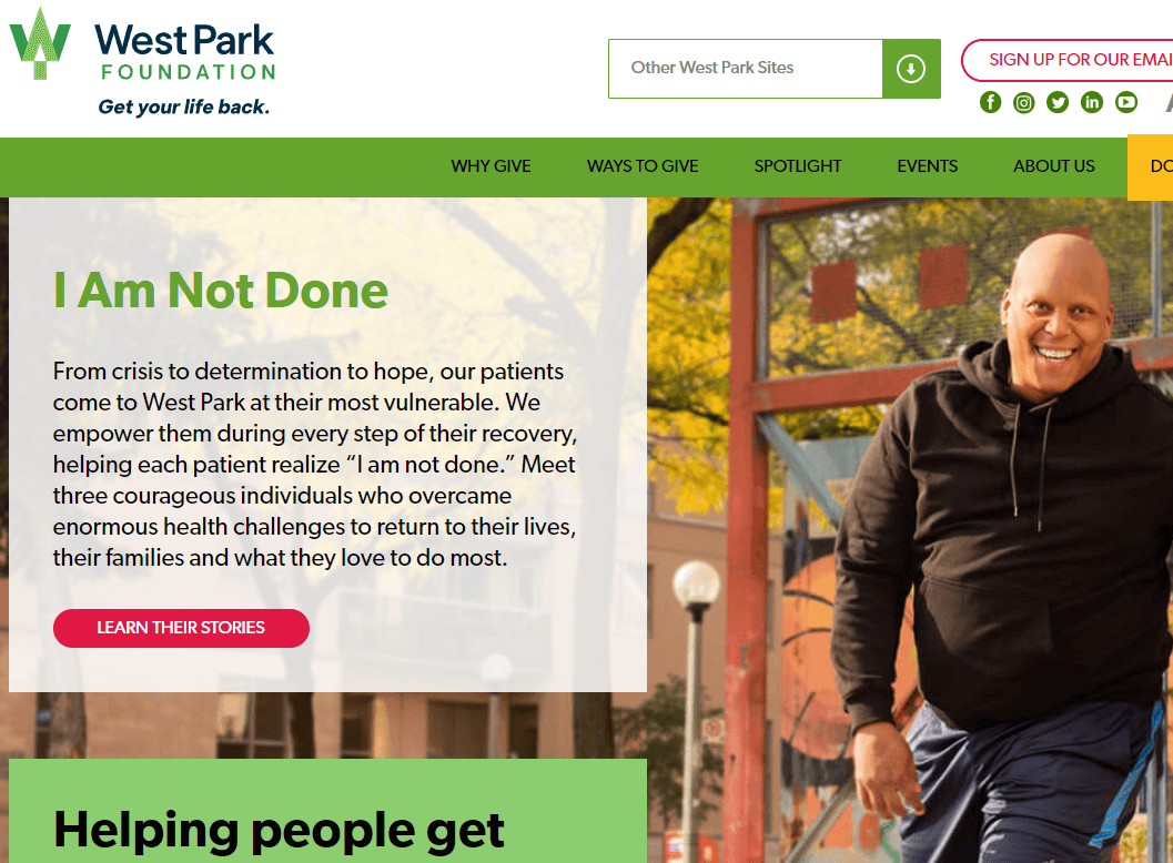 Screenshot of West Park Foundation website