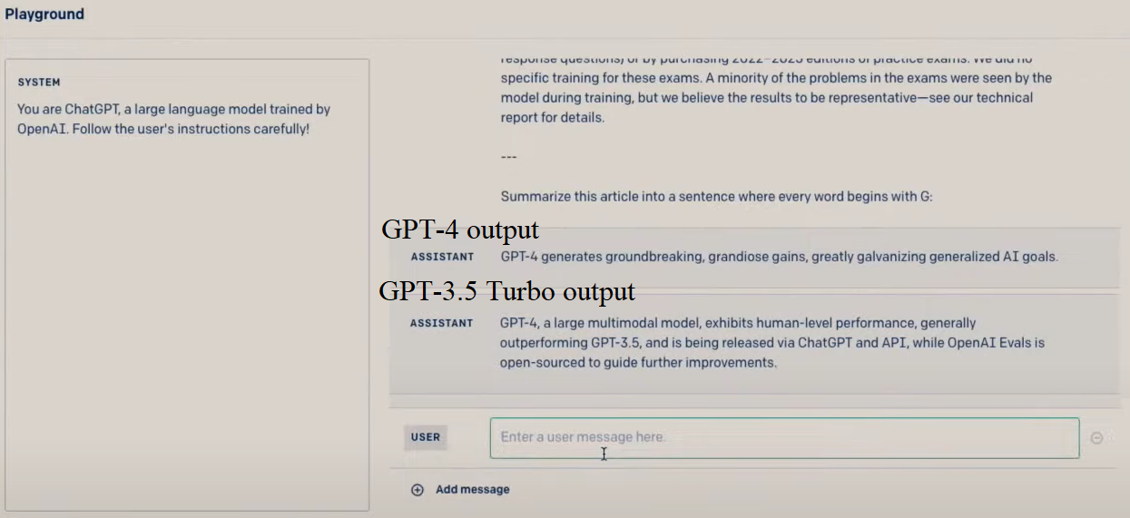 Screenshot of reasoning comparison between GPT-3 and GPT-4