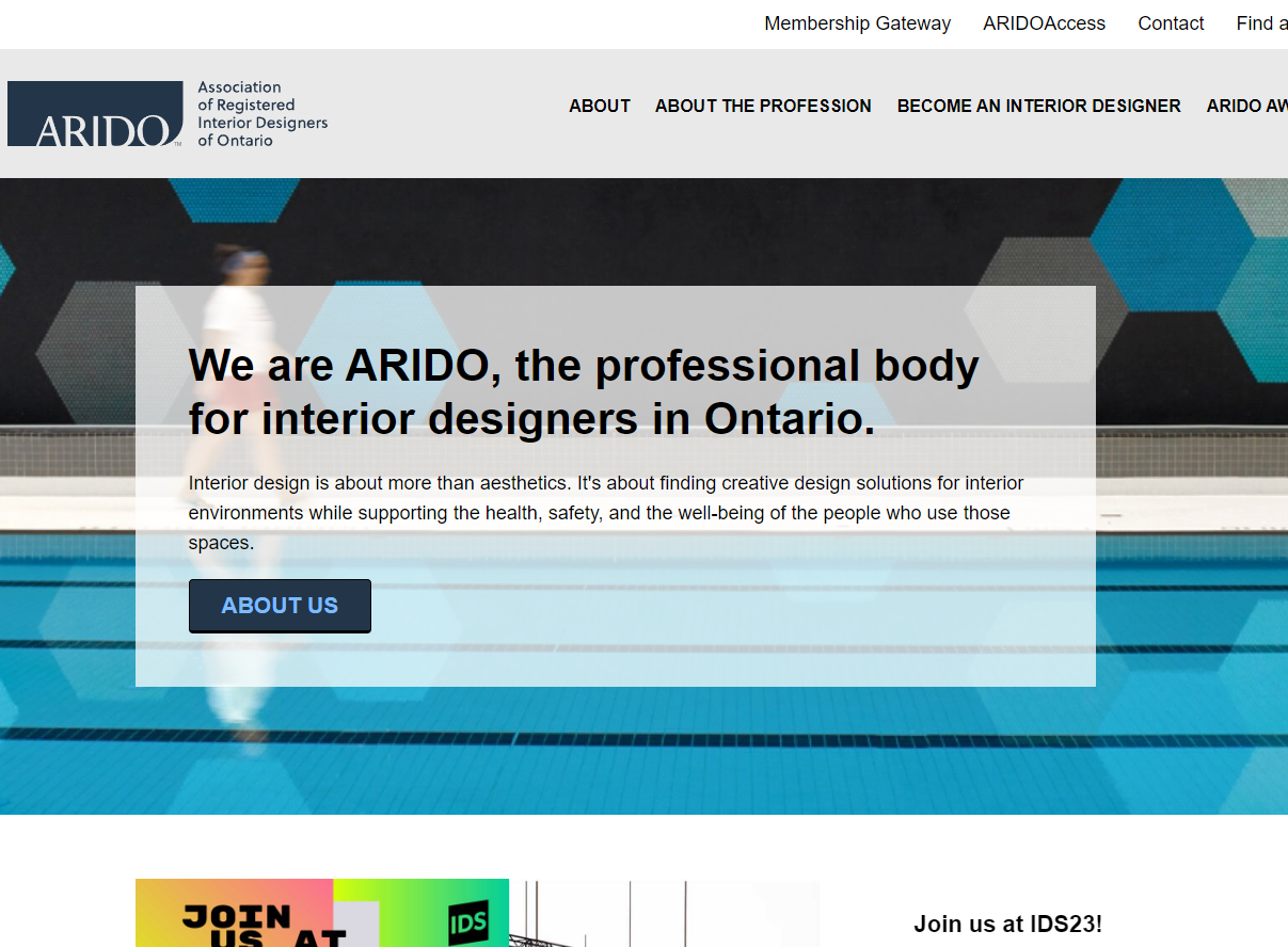 Screenshot of ARIDO website