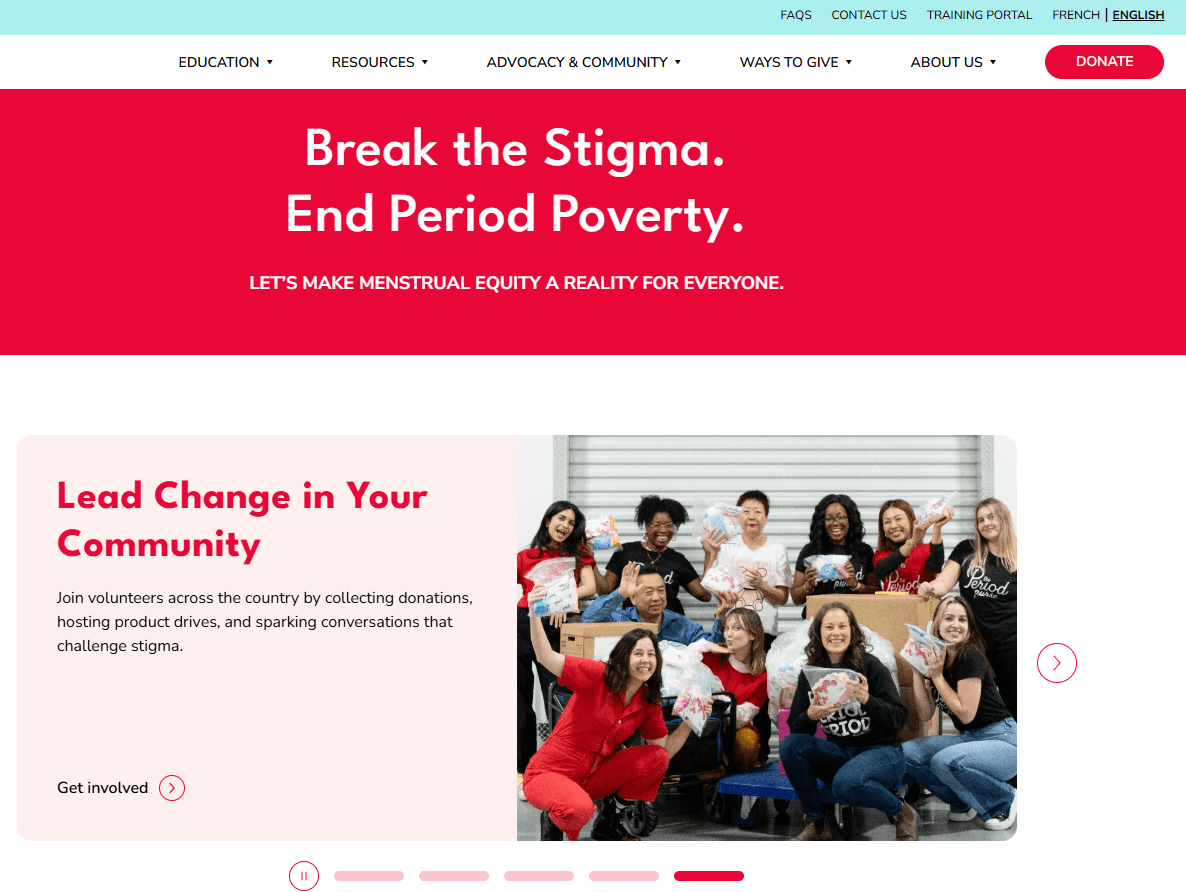 Screenshot of website